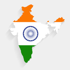 India flag map on gray background, vector