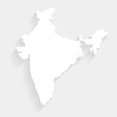 White India map on gray background, vector