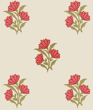 Mughal flower manually illustrated for Digital Textile Printing , mughal garden , mughal art