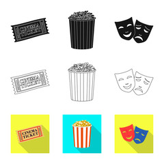 Isolated object of television and filming symbol. Collection of television and viewing vector icon for stock.