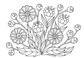 Hand drawn flower patterns for coloring pages