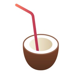 Coconut cocktail icon. Isometric of coconut cocktail vector icon for web design isolated on white background