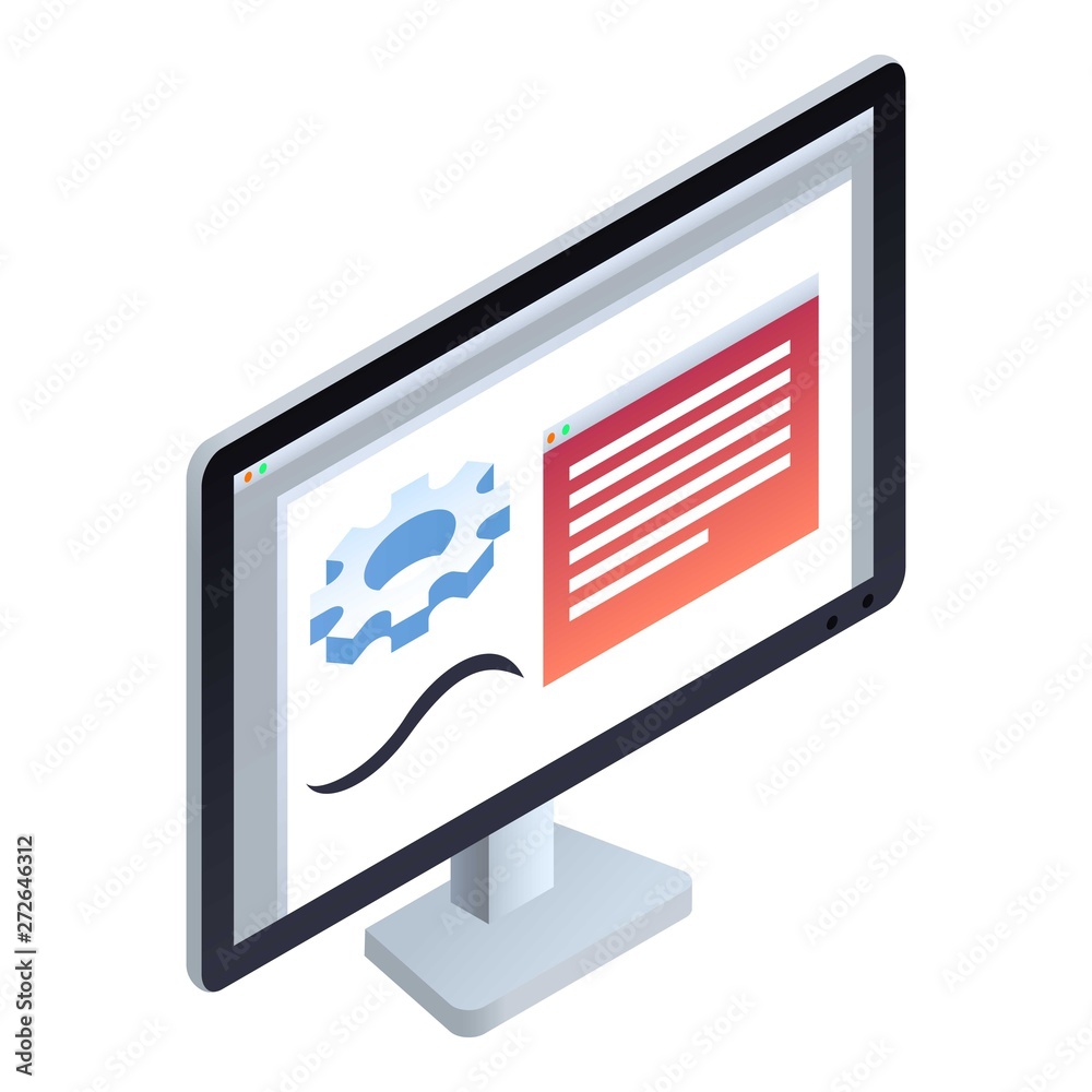 Poster computer monitor icon. isometric of computer monitor vector icon for web design isolated on white ba