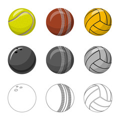 Isolated object of sport and ball sign. Set of sport and athletic stock vector illustration.