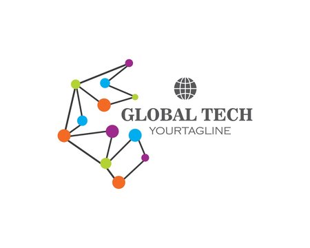 global tech logo icon illustration vector