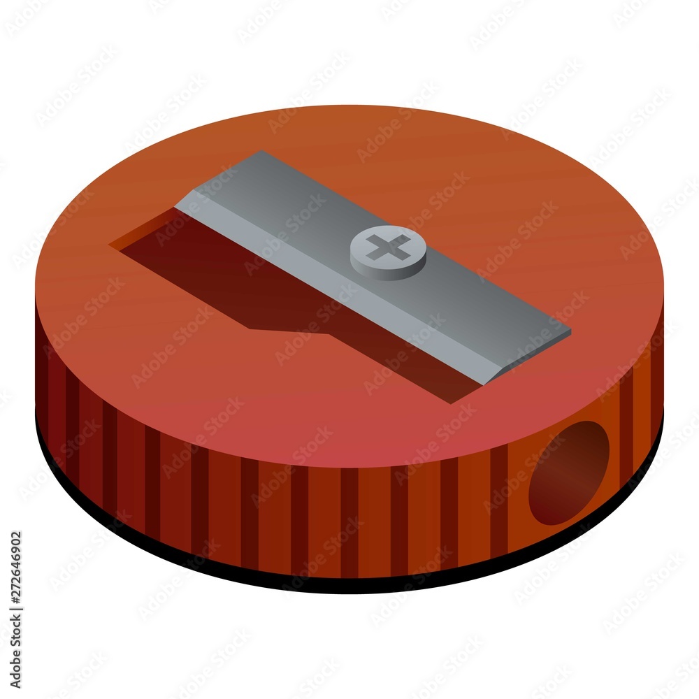 Poster round sharpener icon. isometric of round sharpener vector icon for web design isolated on white back