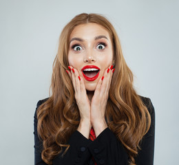 Happy excited surprised woman portrait