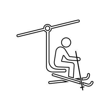 ski lift with man icon. Element of winter for mobile concept and web apps icon. Outline, thin line icon for website design and development, app development