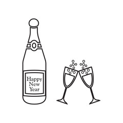 champagne bottle with glasses icon. Element of winter for mobile concept and web apps icon. Outline, thin line icon for website design and development, app development