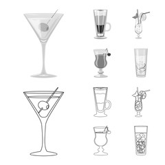 Vector design of liquor and restaurant symbol. Set of liquor and ingredient stock vector illustration.