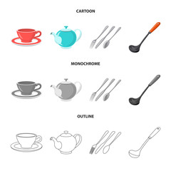 Vector illustration of kitchen and cook logo. Collection of kitchen and appliance vector icon for stock.