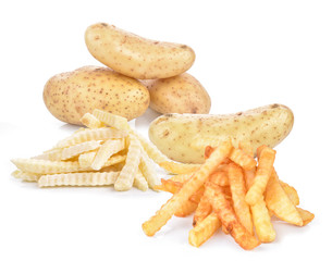 French fries and Potatoes isolated on whit