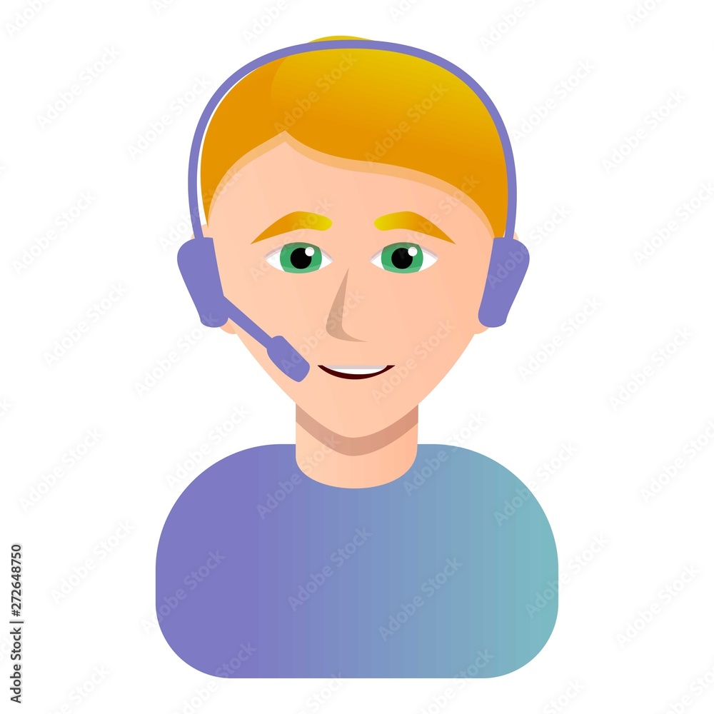 Poster call center operator icon. cartoon of call center operator vector icon for web design isolated on wh