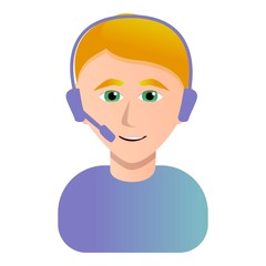 Call center operator icon. Cartoon of call center operator vector icon for web design isolated on white background