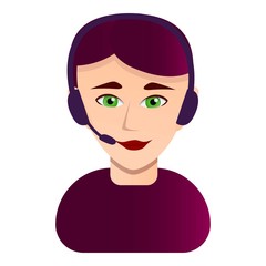 Cute call center woman icon. Cartoon of cute call center woman vector icon for web design isolated on white background