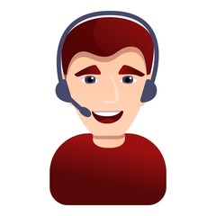 Call center man icon. Cartoon of call center man vector icon for web design isolated on white background