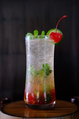 cocktail with strawberry and mint