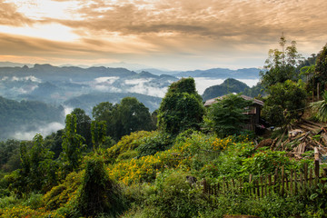 Landscape views of mountains and forests,The place is Japo Village. Pang Mapha District Mae Hong Son Province , Northern Thailand