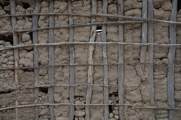 Wanddetail eines Schulgebäudes in Mosambik, Provinz Gaza