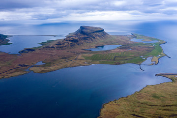 Fototapeta na wymiar Aerial view of Snaefellsnes penisula near Kirkjufell mountain, Iceland