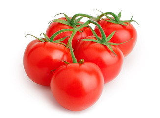 Bunch of tomatoes isolated on white background