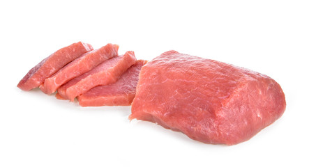 Raw pork meat on white background