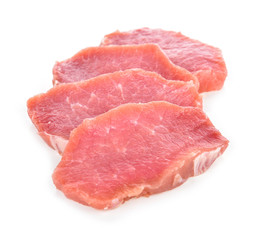 Raw pork meat on white background