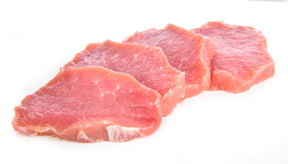 Raw pork meat on white background