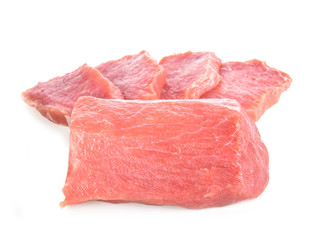 Raw pork meat on white background