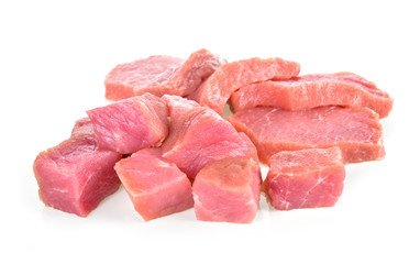 Raw pork meat on white background