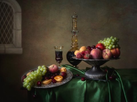 Still life with fruits in retro style