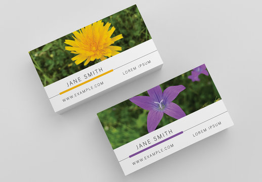 Business Card Layout with Plant Photographs