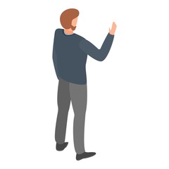 Bearded man hand up icon. Isometric of bearded man hand up vector icon for web design isolated on white background