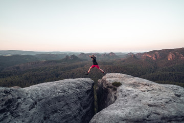 Jumping over the crevice at the 