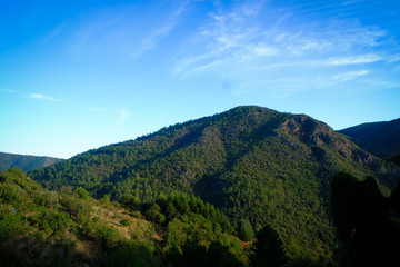 Fototapeta premium View over the valley and mountains in Saint Melany, Ardeche, France