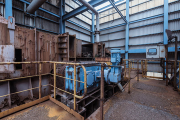 Interior of an old abandoned industrial steel factory