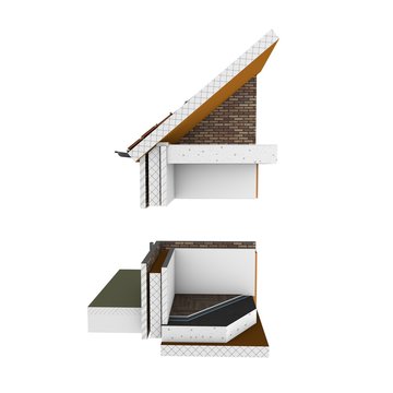 3d rendering of insulation method on a house