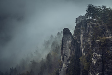 Sunrise at the Bastei Bridge in Saxon Switzerland