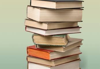 Collection of old books  on background