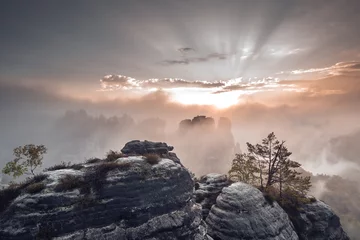 Sunrise at the Bastei Bridge in Saxon Switzerland