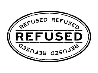 Grunge black refused word oval rubber seal stamp on white background