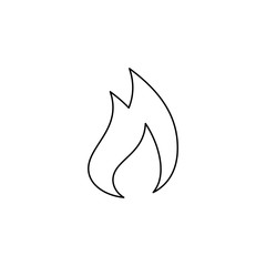Obraz premium Fire flame icon. Flame isolated on white background. Fire flame silhouette. Simple icon. Thin line, outline, linear icon