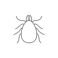 Tick icon. Mite silhouette. Vector illustration. Thin line, outline, linear icon