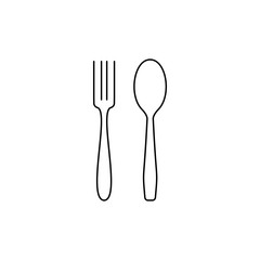 Spoon and fork Icon. Catlery icons. Thin line, outline, linear icon