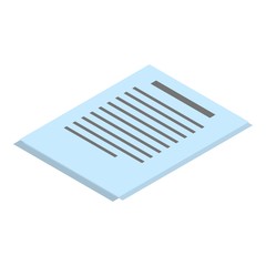 Paper document icon. Isometric of paper document vector icon for web design isolated on white background