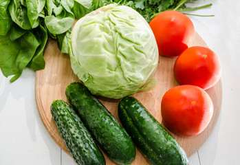 vegetables, greens on a table close-up