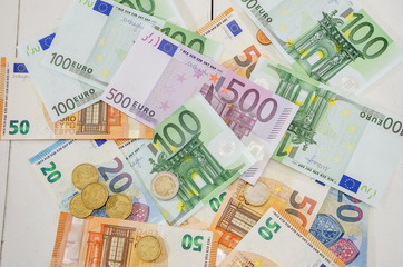 background with euro and coins