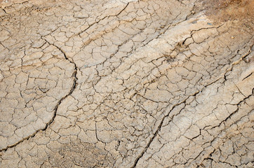 A dry lake or swamp in the process of drought and lack of rain or moisture, a global natural disaster. The cracked soil of the earth due to climate change. Hydrological drought  - Image