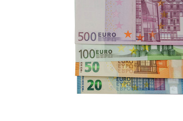 euro banknotes isolated on white background
