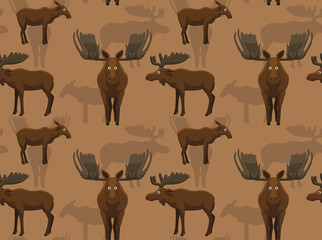 Fototapeta premium Cute Moose Background Seamless Wallpaper